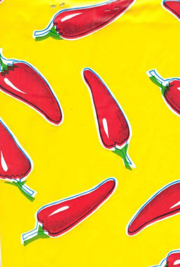 Red Chiles on Yellow Background