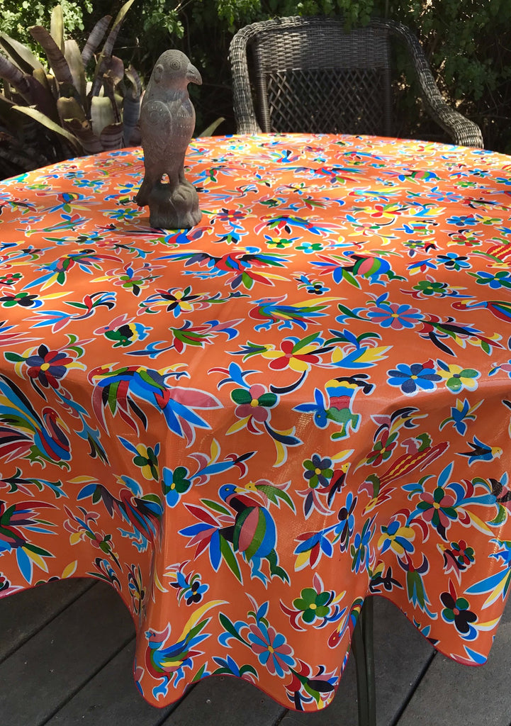 Aztec Orange 68" Round Tablecloth