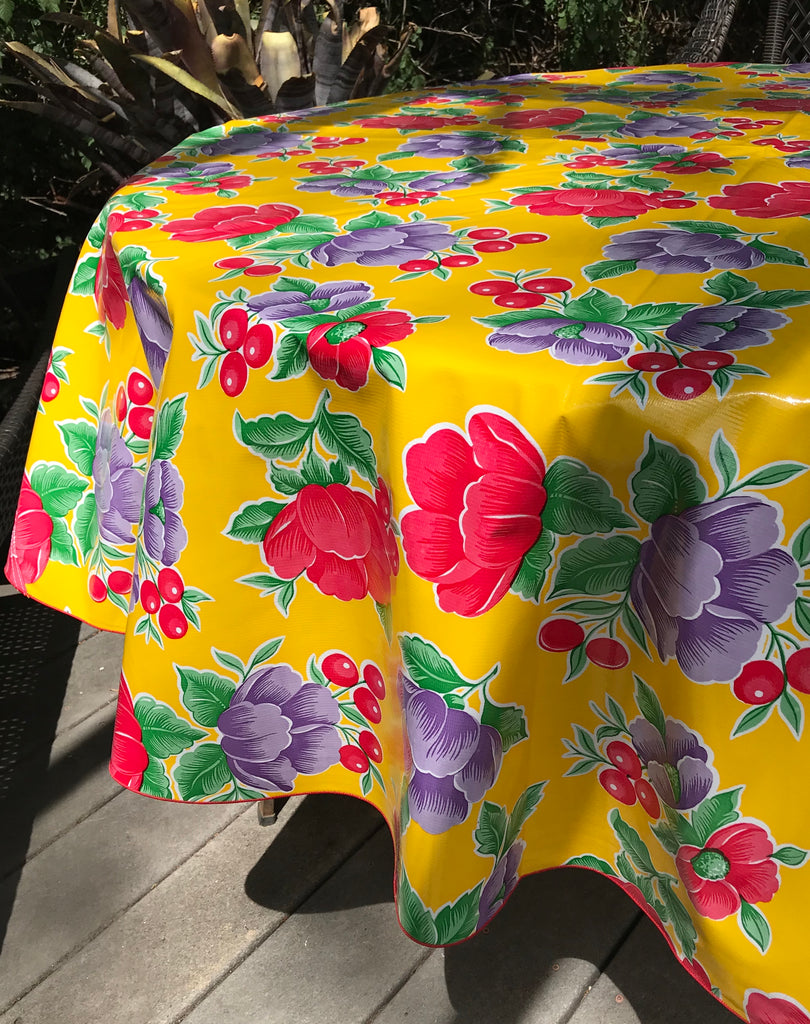 Poppy Yellow 68" Round Tablecloth