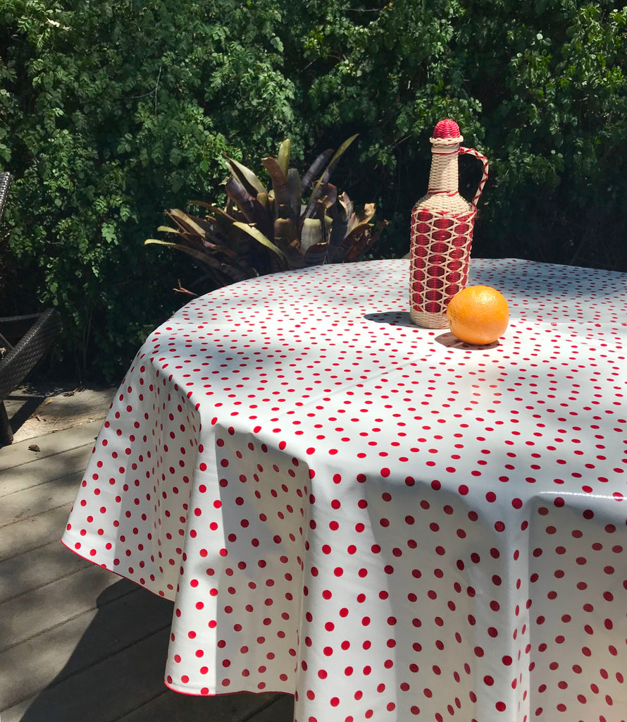 polka dot red tablecloth
