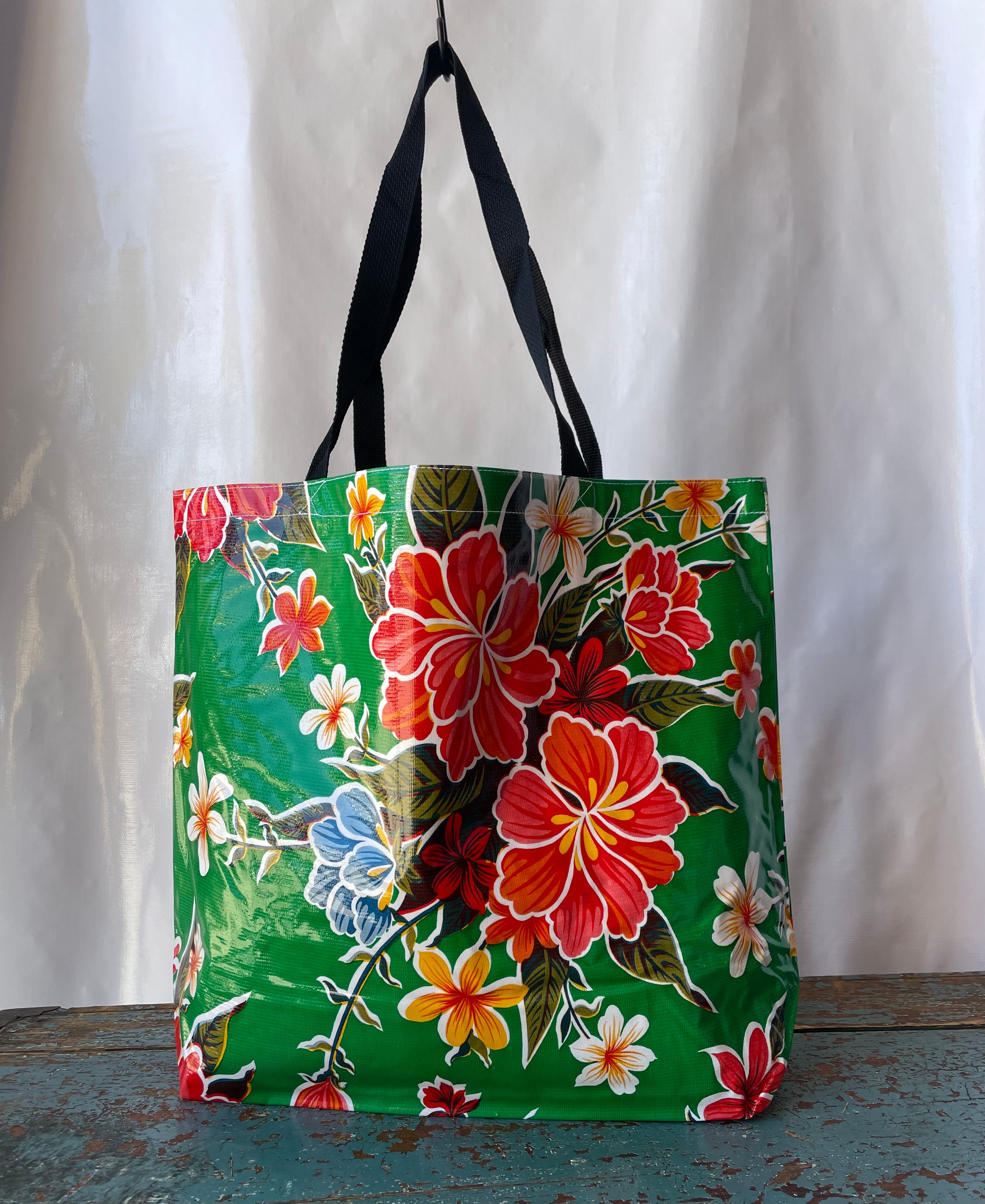 Tropical Hibiscus Cotton Canvas Beach Tote Bag - Groovy Girl Gifts