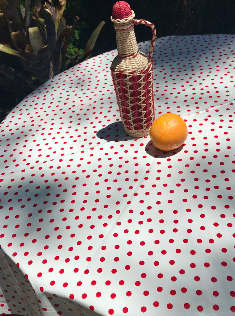 polka dot red tablecloth